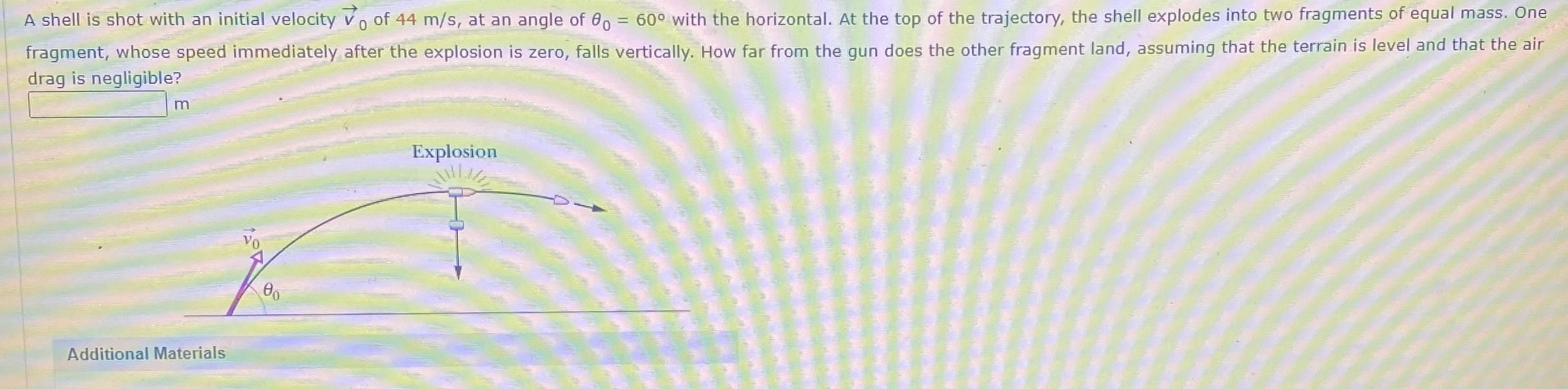 A shell is shot with an initial velocity vec ( v