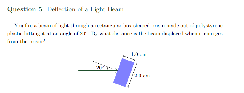 Question 5 : Deflection of a Light Beam You fire