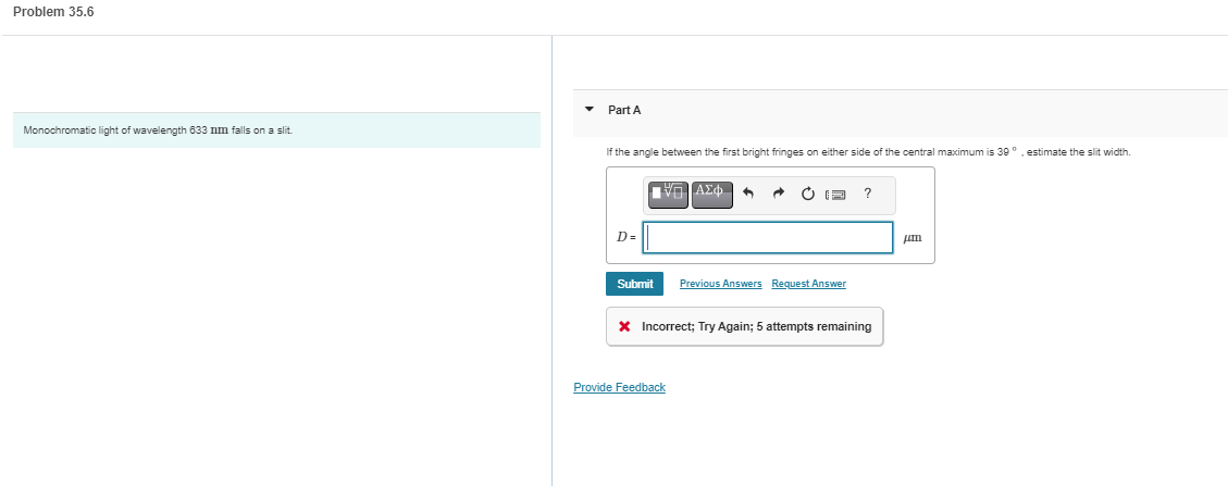 Problem 3 5 . 6 Monochromatic light of wavelength