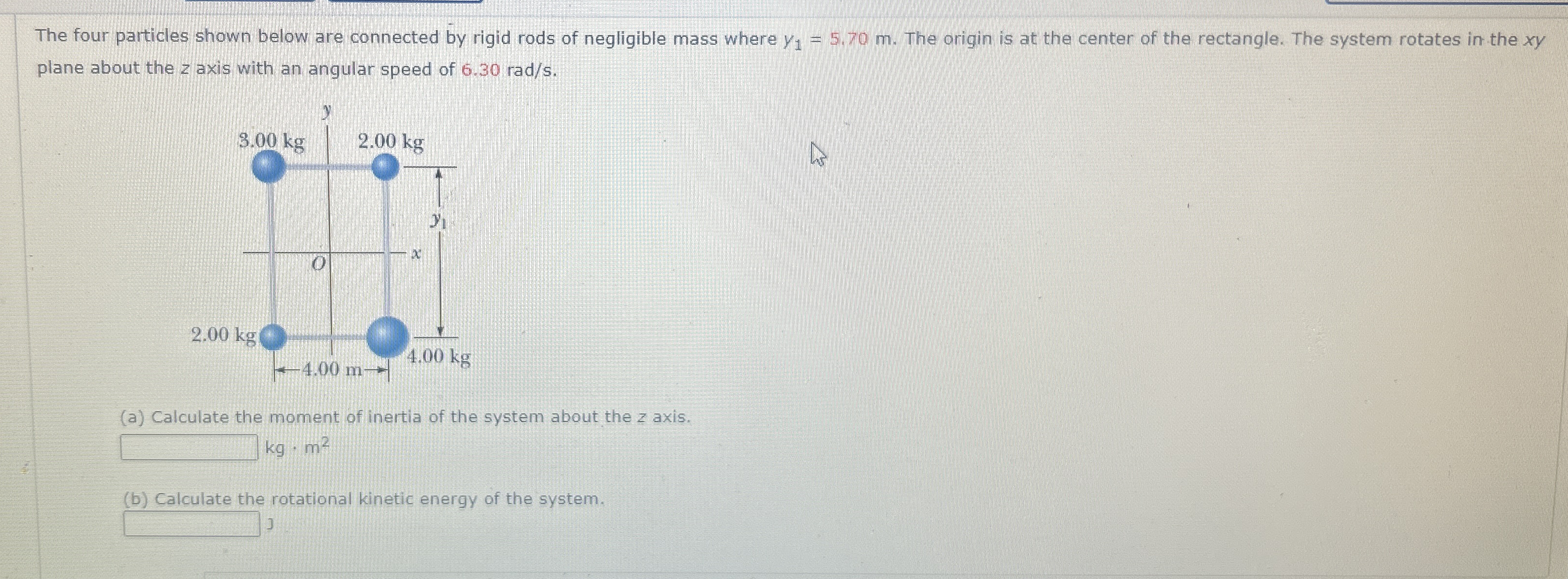 The four particles shown below are connected by