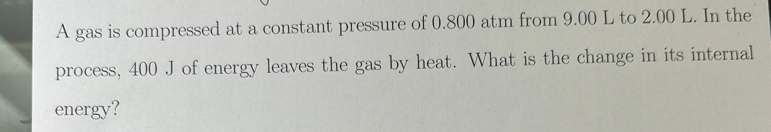 A gas is compressed at a constant pressure of 0 .