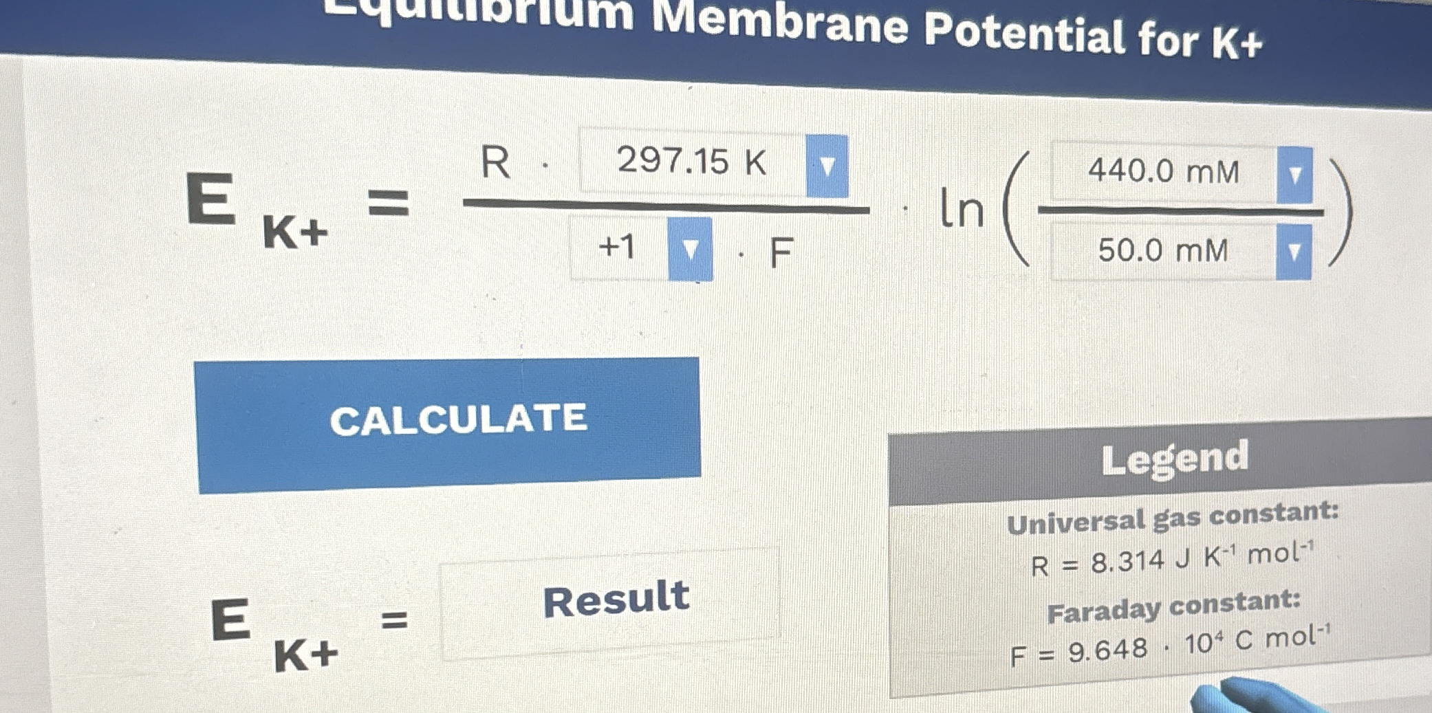 E K + = R * 2 9 7 . 1 5 ( K ) + 1 ( V ) * ( F ) *