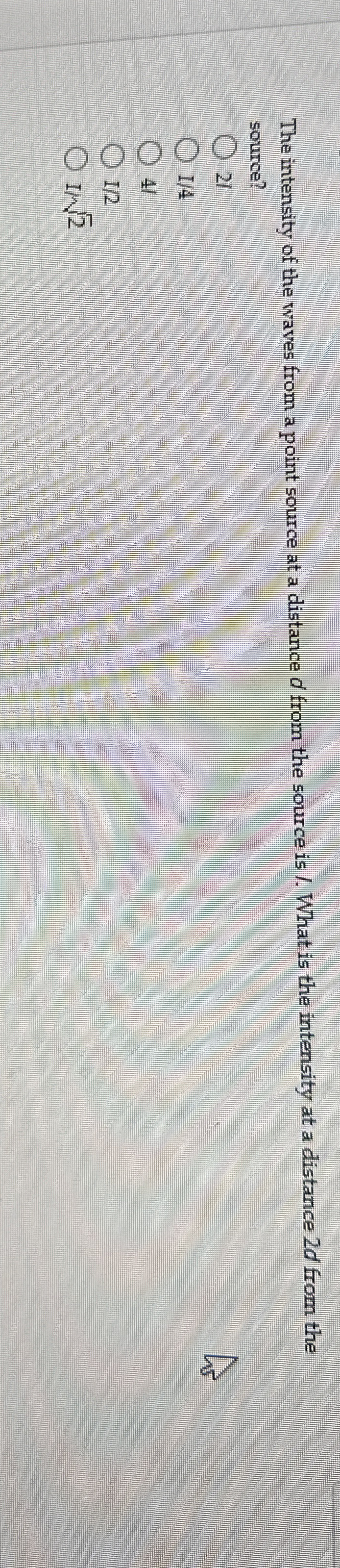 The intensity of the waves from a point source at