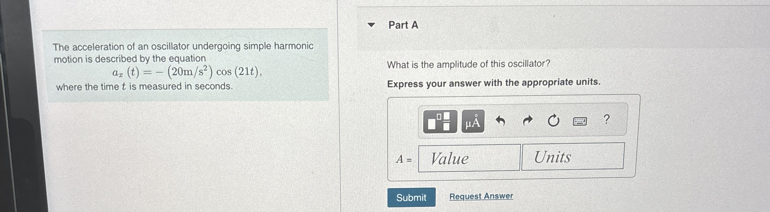 The acceleration of an oscillator undergoing