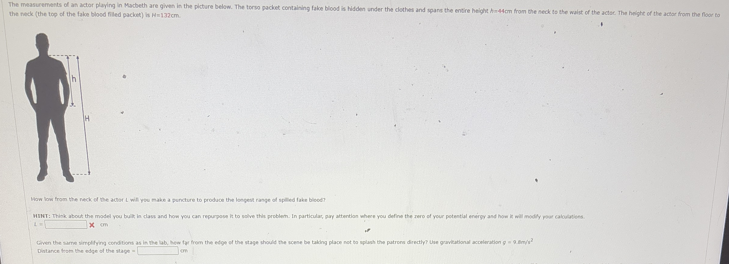 the neck ( the top of the fake blood filled