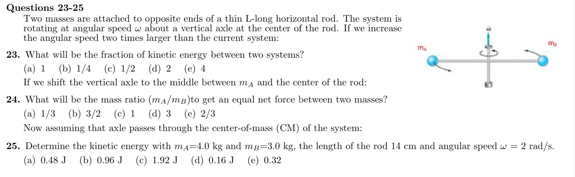 Questions 2 3 - 2 5 Two masses are attached to