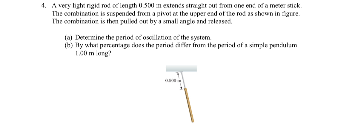 A very light rigid rod of length 0 . 5 0 0 m