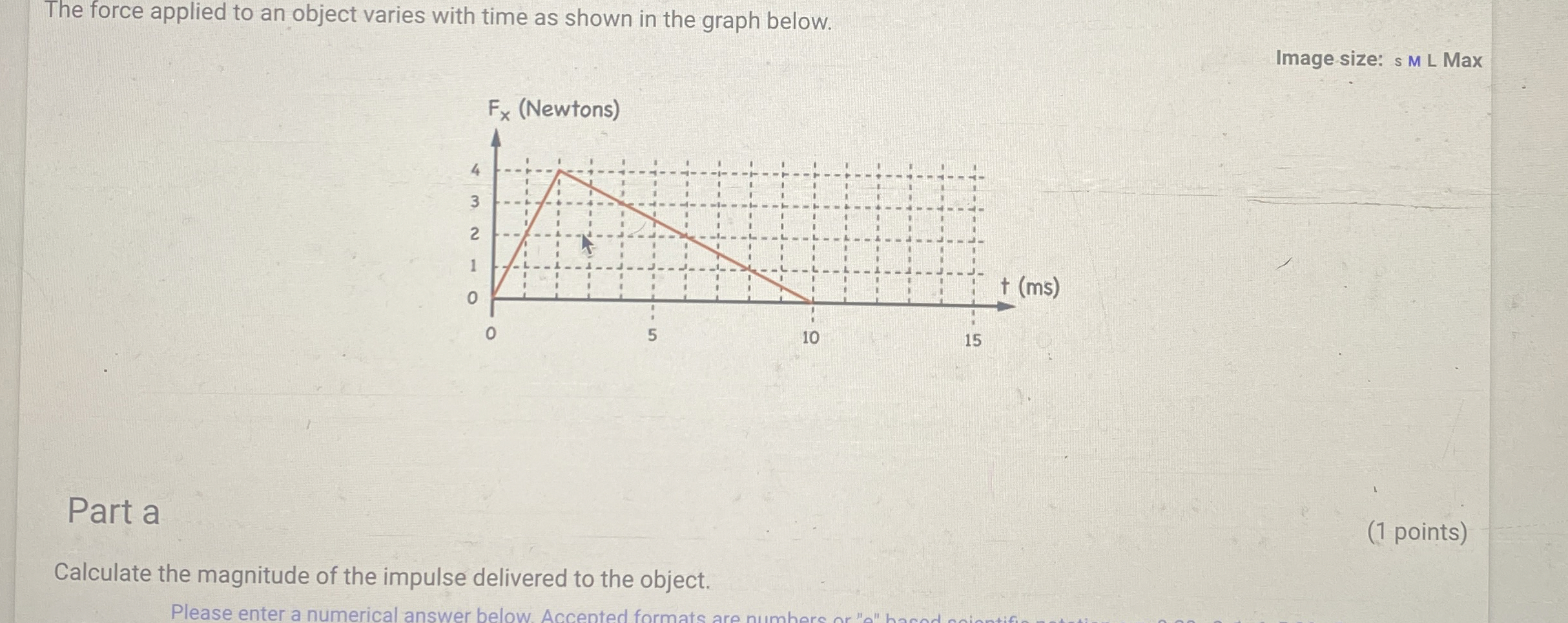 The force applied to an object varies with time