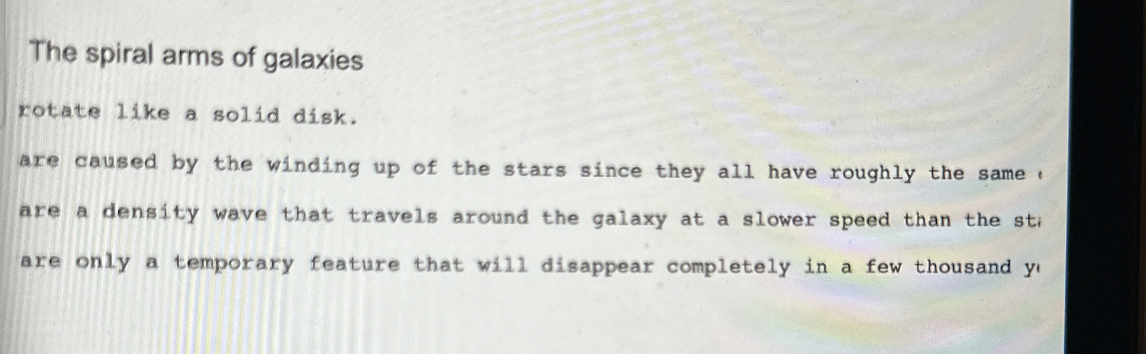 The spiral arms of galaxies rotate like a solid