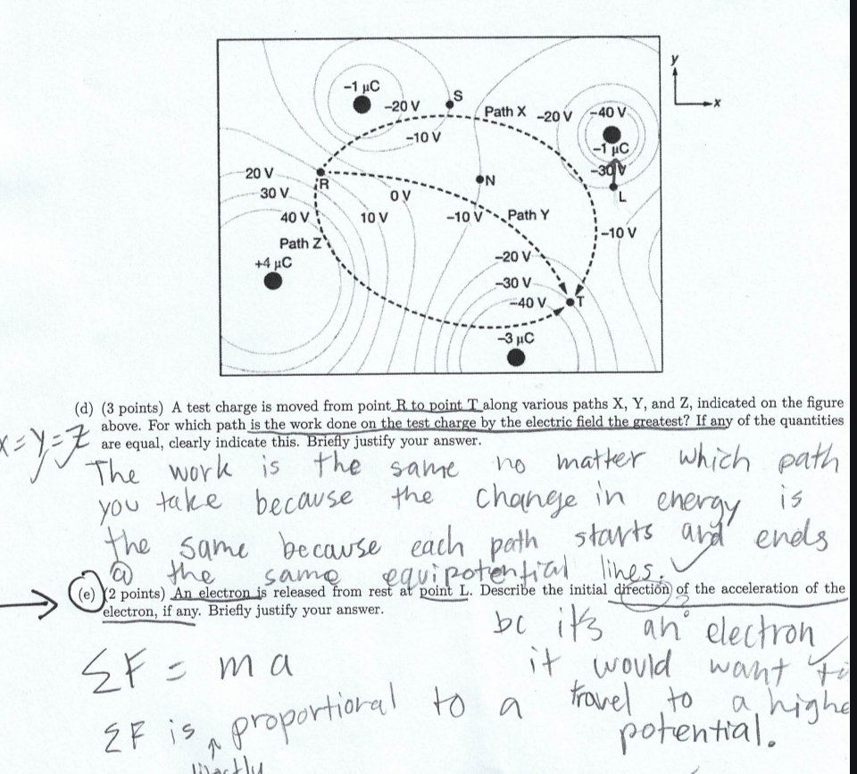 ( d ) ( 3 points ) A test charge is moved from