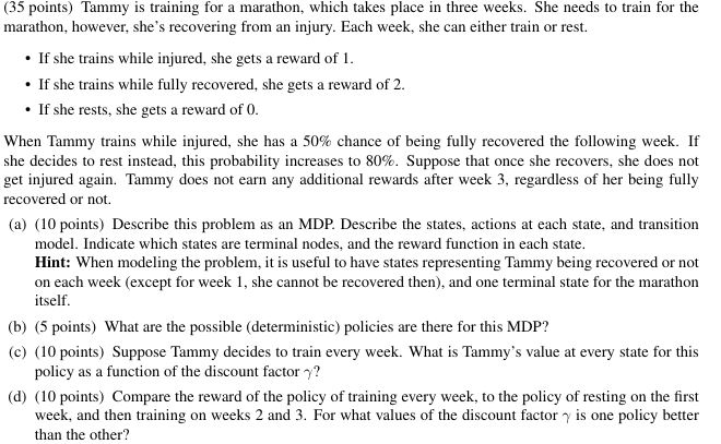 ( 3 5 points ) Tammy is training for a marathon,