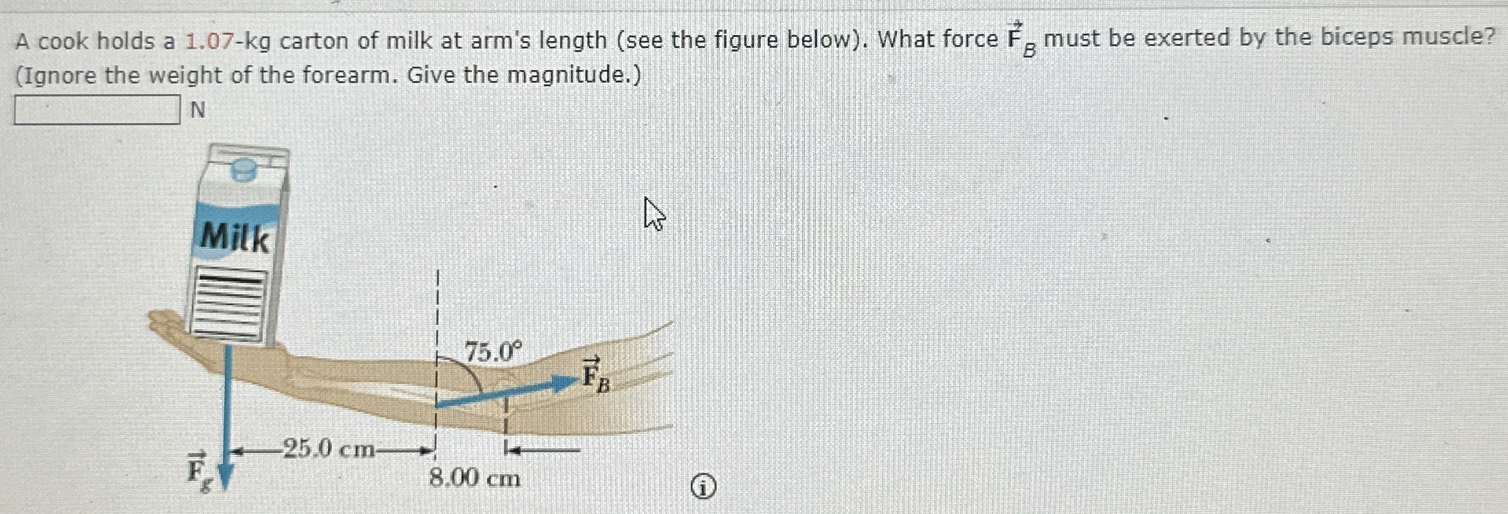 A cook holds a 1 . 0 7 - k g carton of milk at