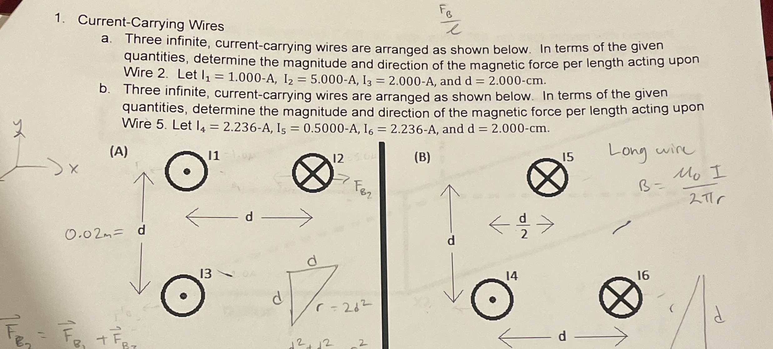 Current - Carrying Wires F B l a . Three