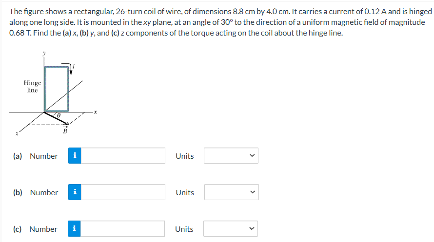 The figure shows a rectangular, 2 6 - turn coil