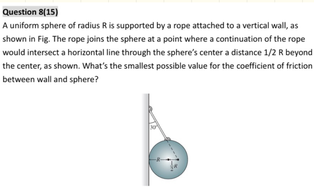 Question 8 ( 1 5 ) A uniform sphere of radius R