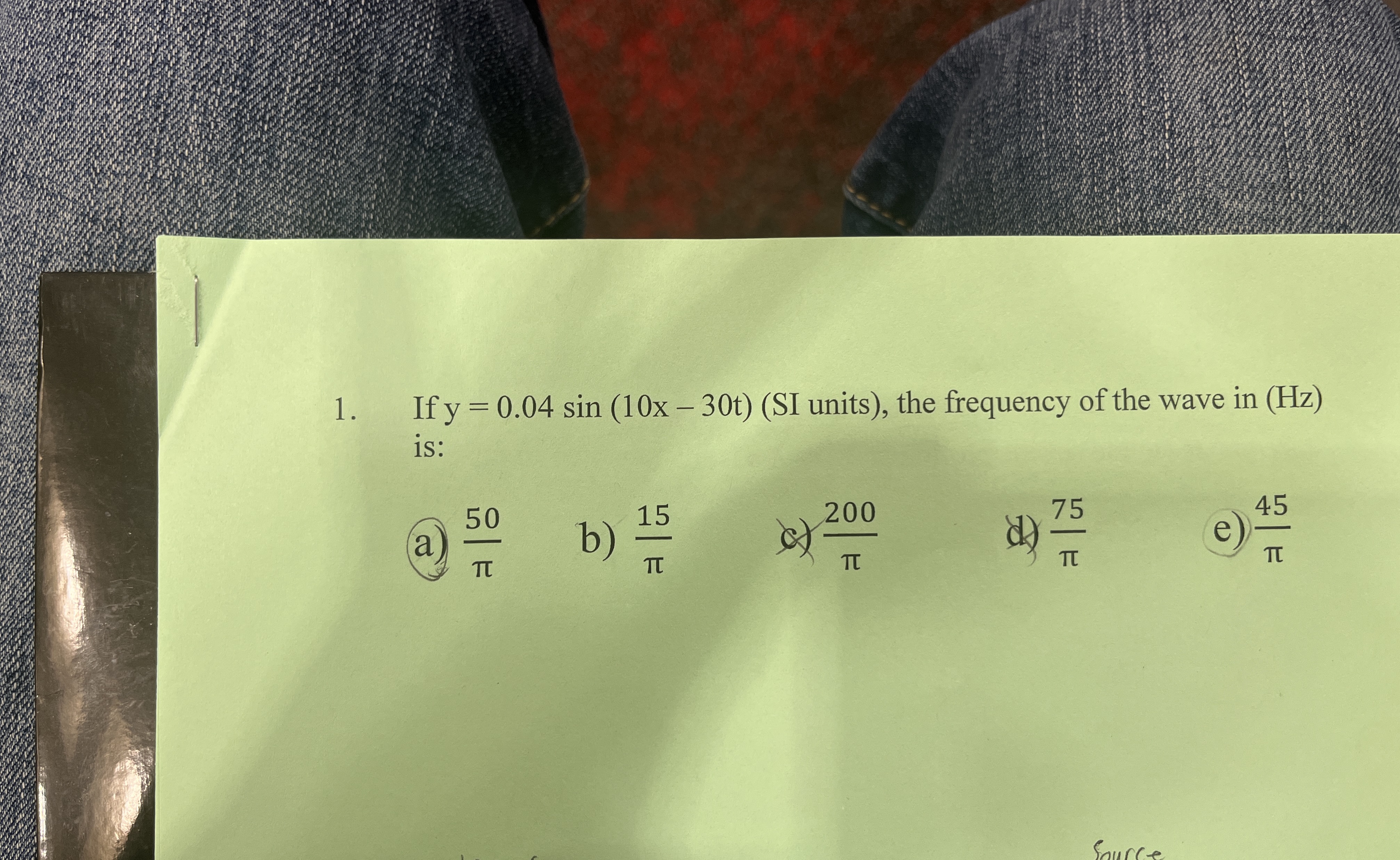 If y = 0 . 0 4 s i n ( 1 0 x - 3 0 t ) ( SI units