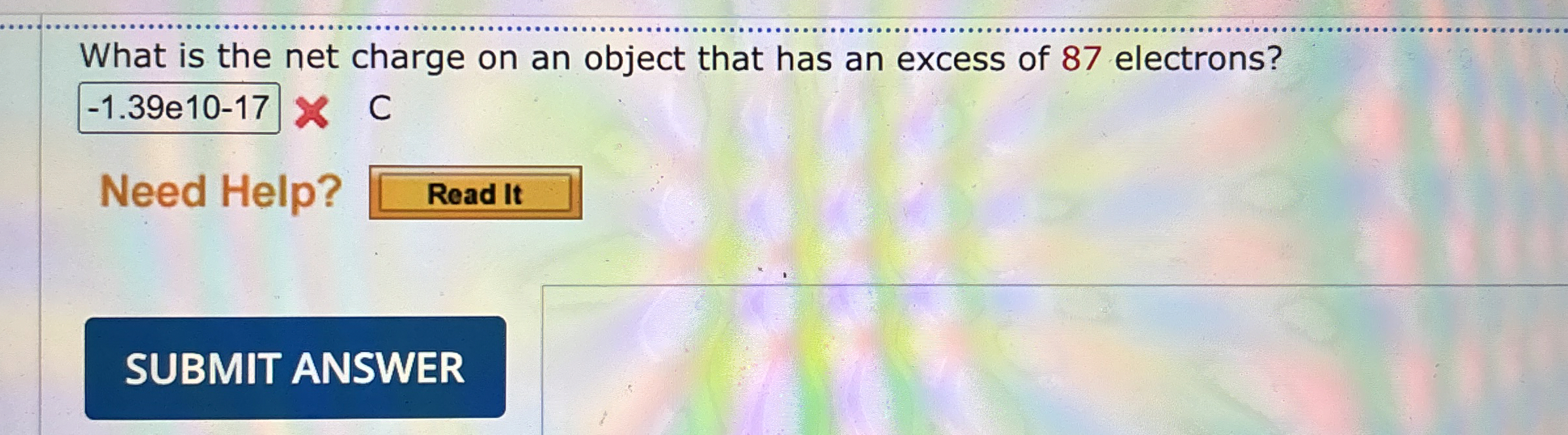What is the net charge on an object that has an
