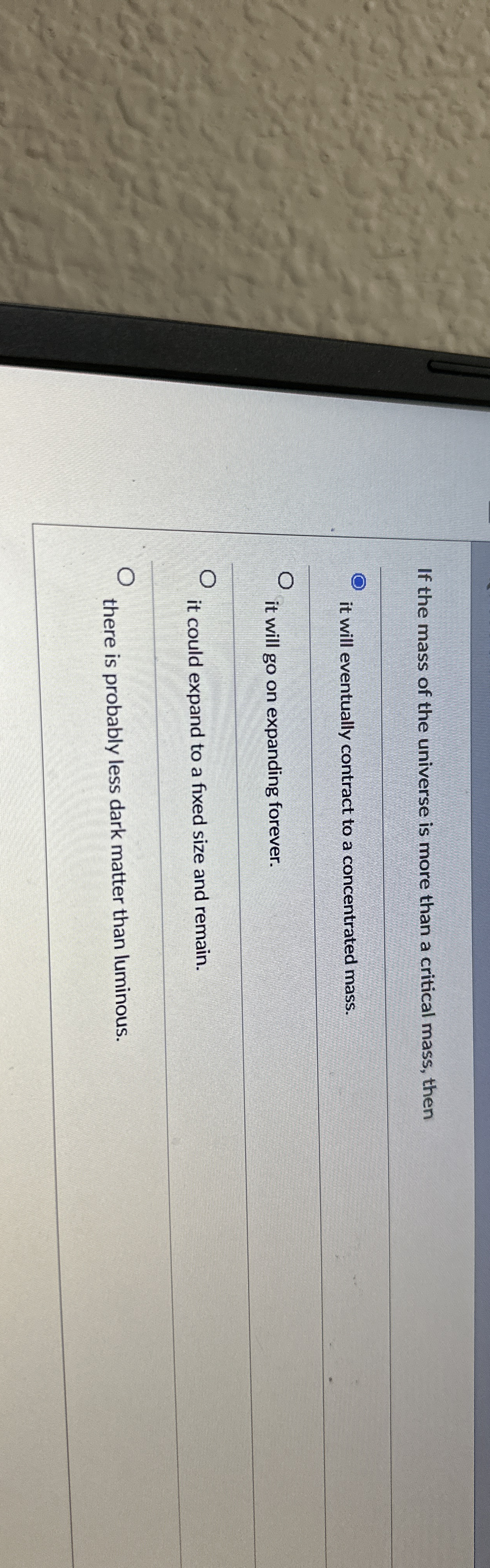 If the mass of the universe is more than a