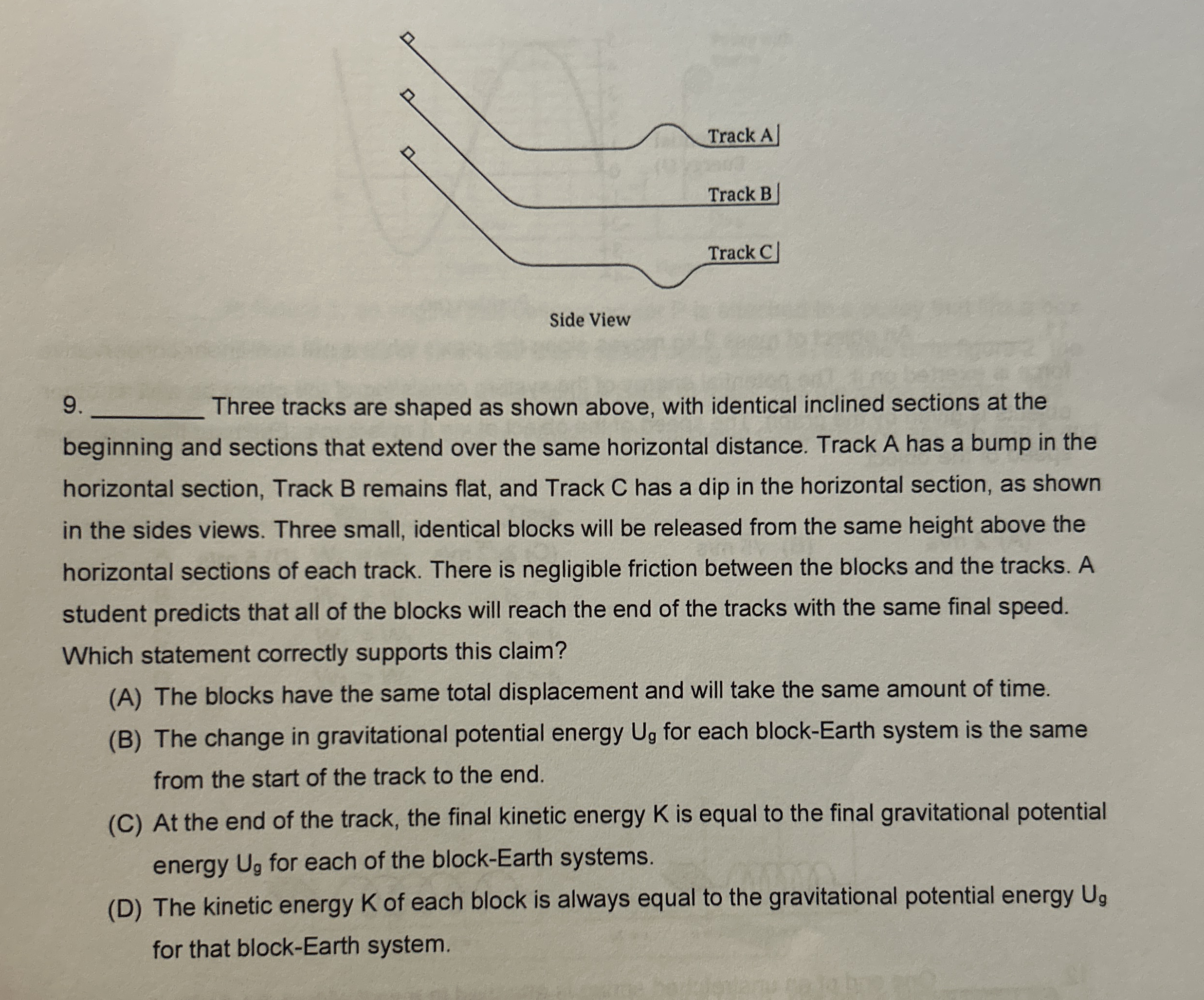 9 Three tracks are shaped as shown above, with