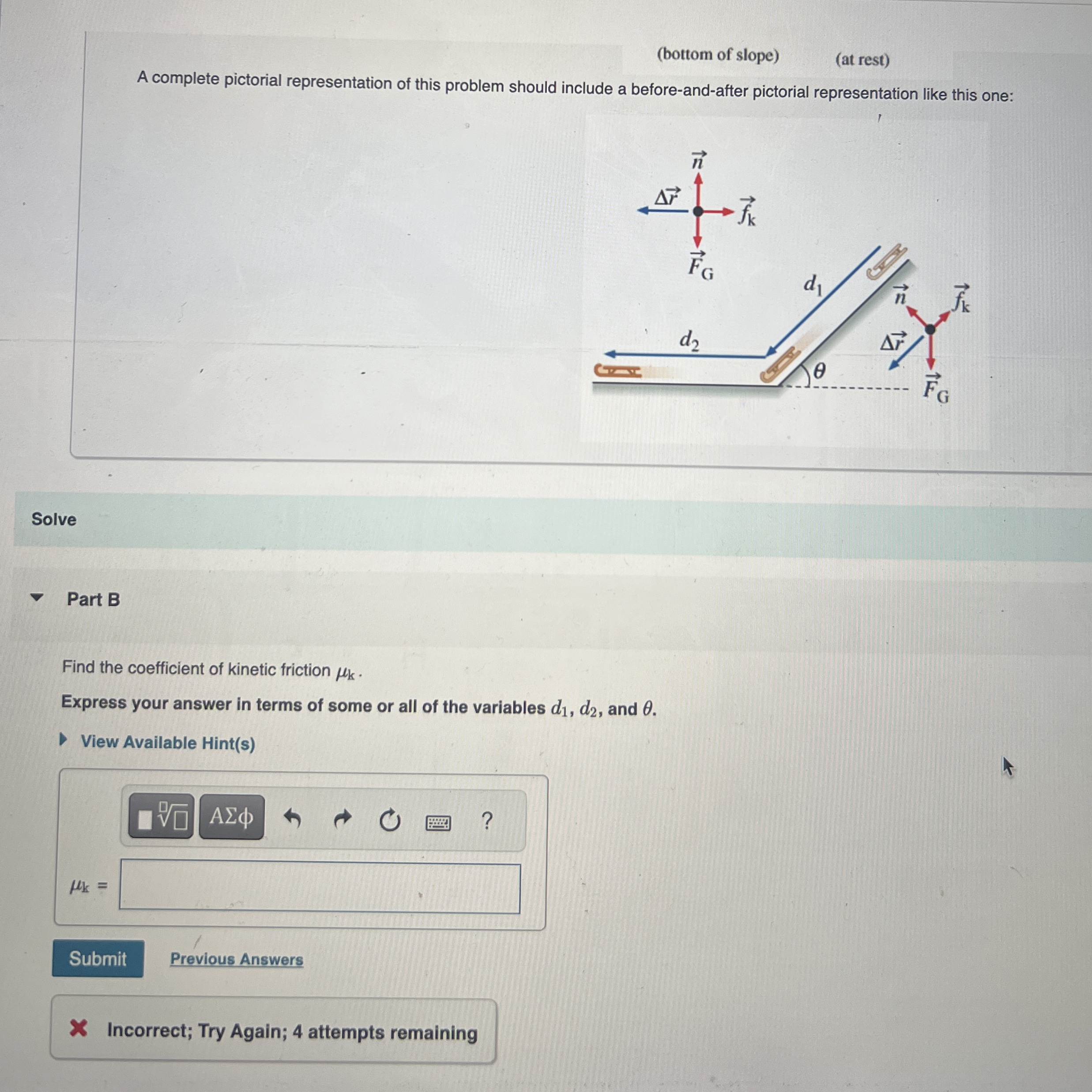 ( bottom of slope ) ( at rest ) A complete