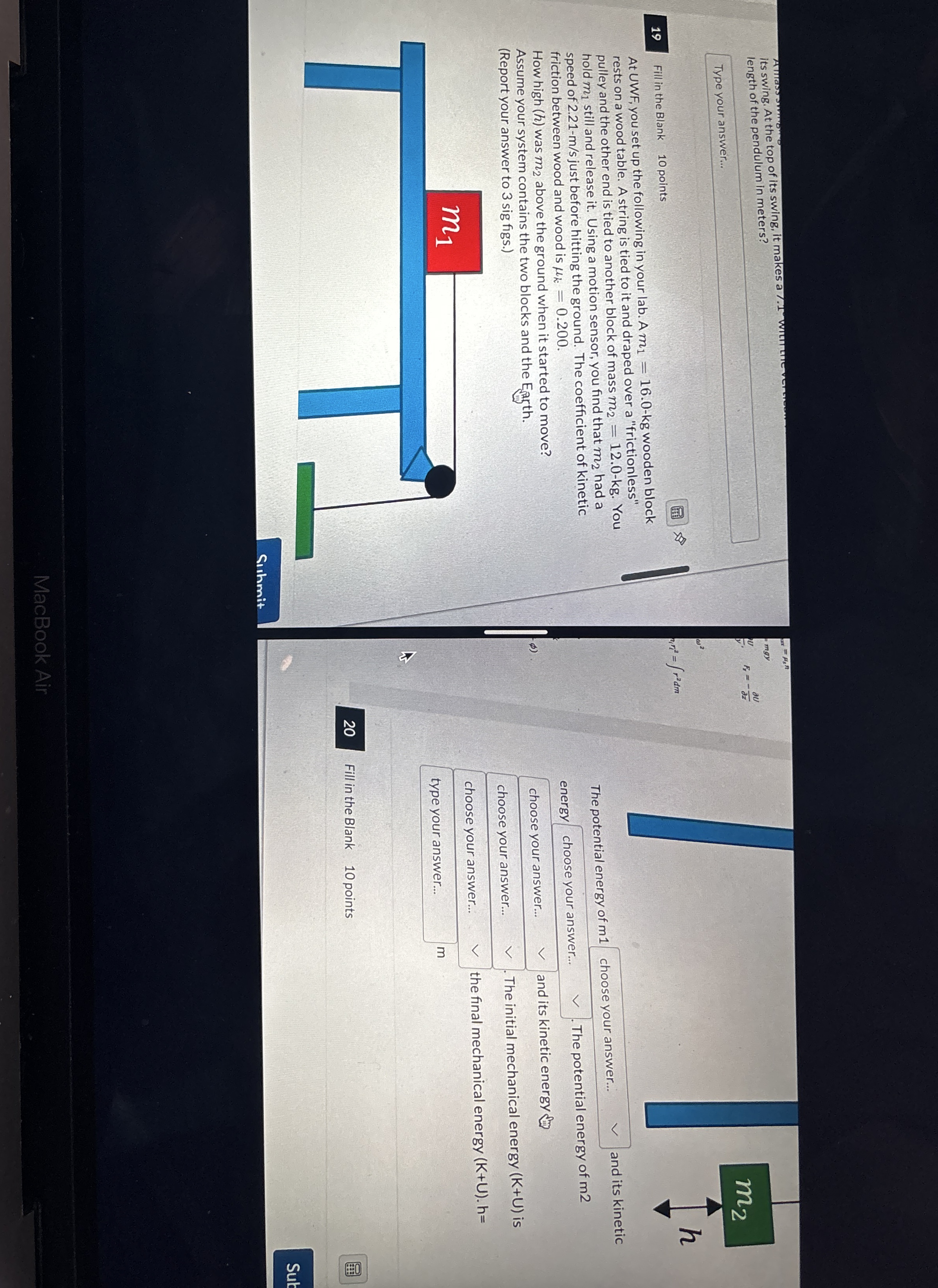 its swing. At the top of its swing, it length of