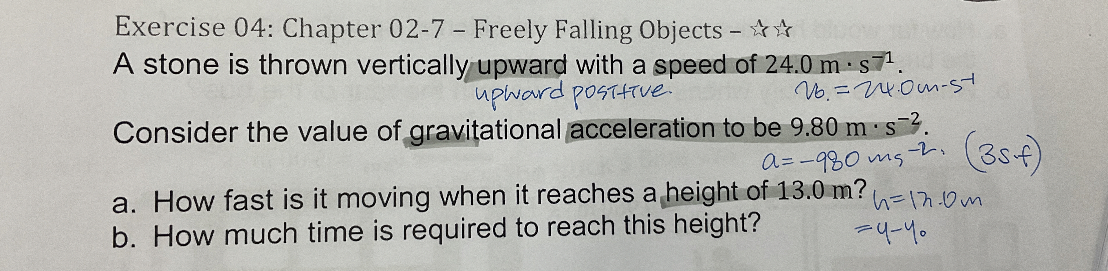 Exercise 0 4 : Chapter 0 2 - 7 - Freely Falling