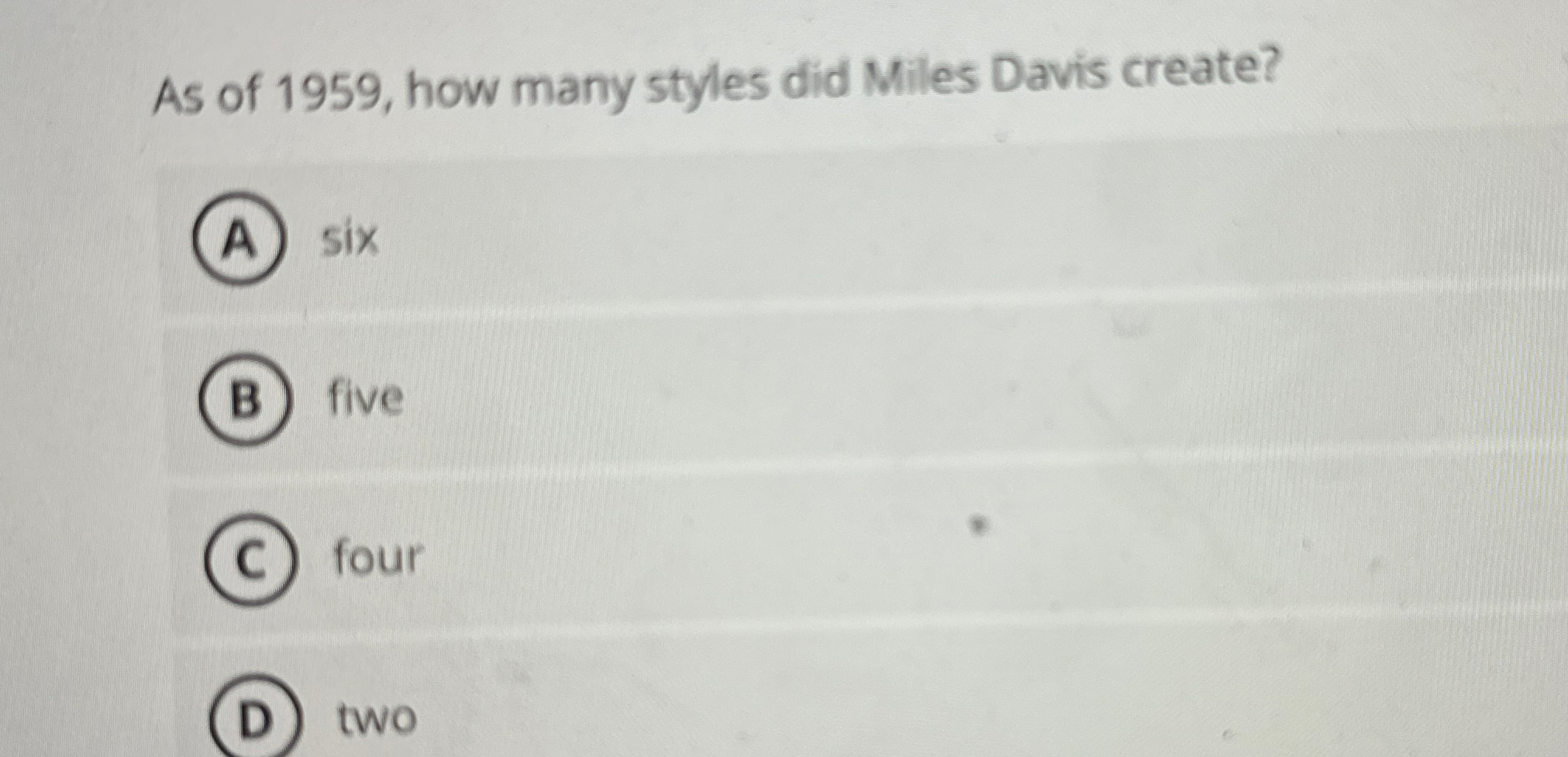 As of 1 9 5 9 , how many styles did Miles Davis
