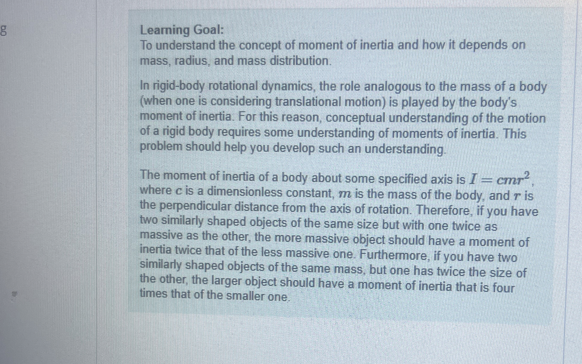 Learning Goal: To understand the concept of