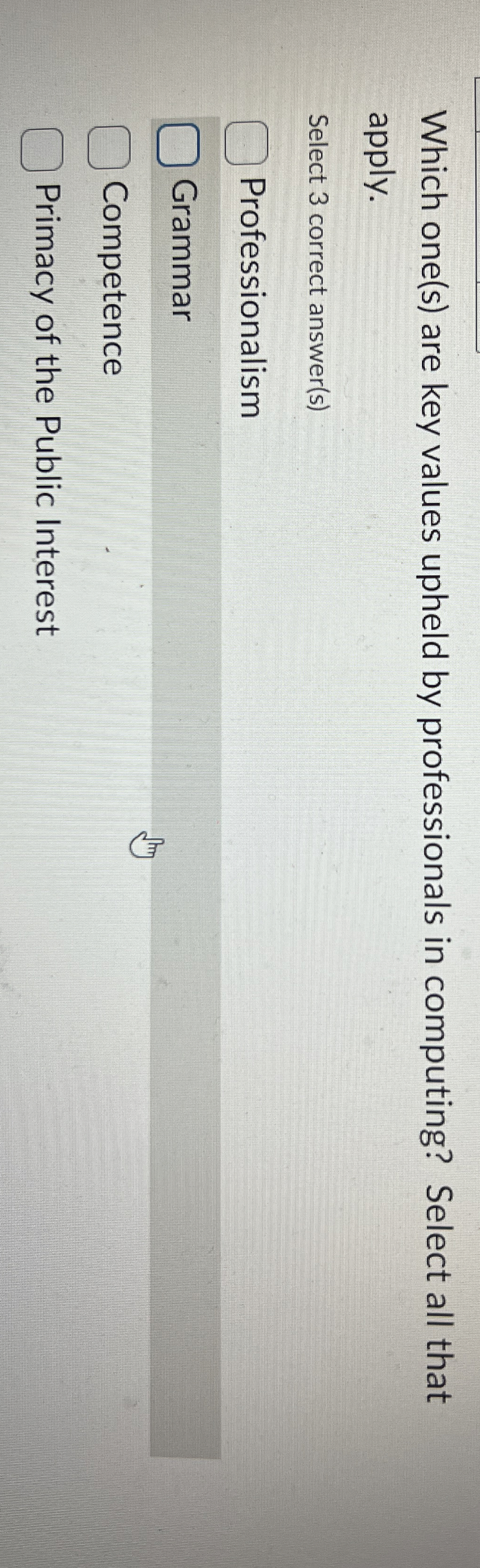 Which one ( s ) are key values upheld by