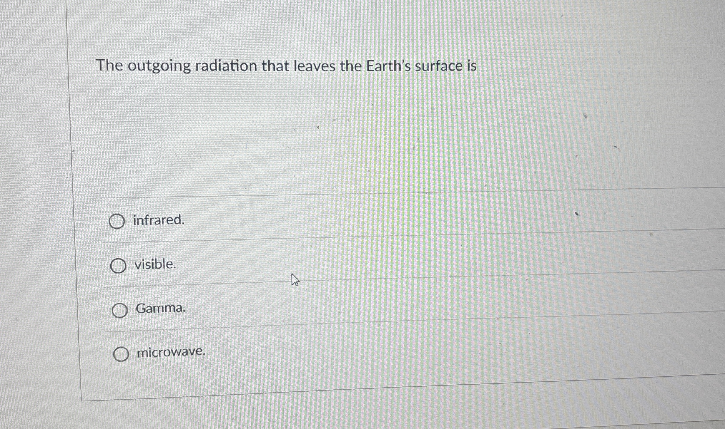The outgoing radiation that leaves the Earth's