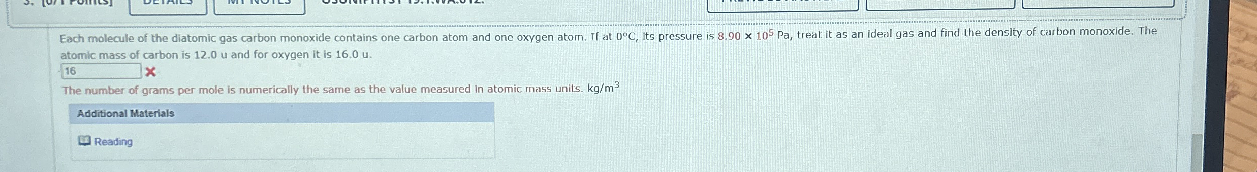 atomic mass of carbon is 1 2 . 0 u and for oxygen
