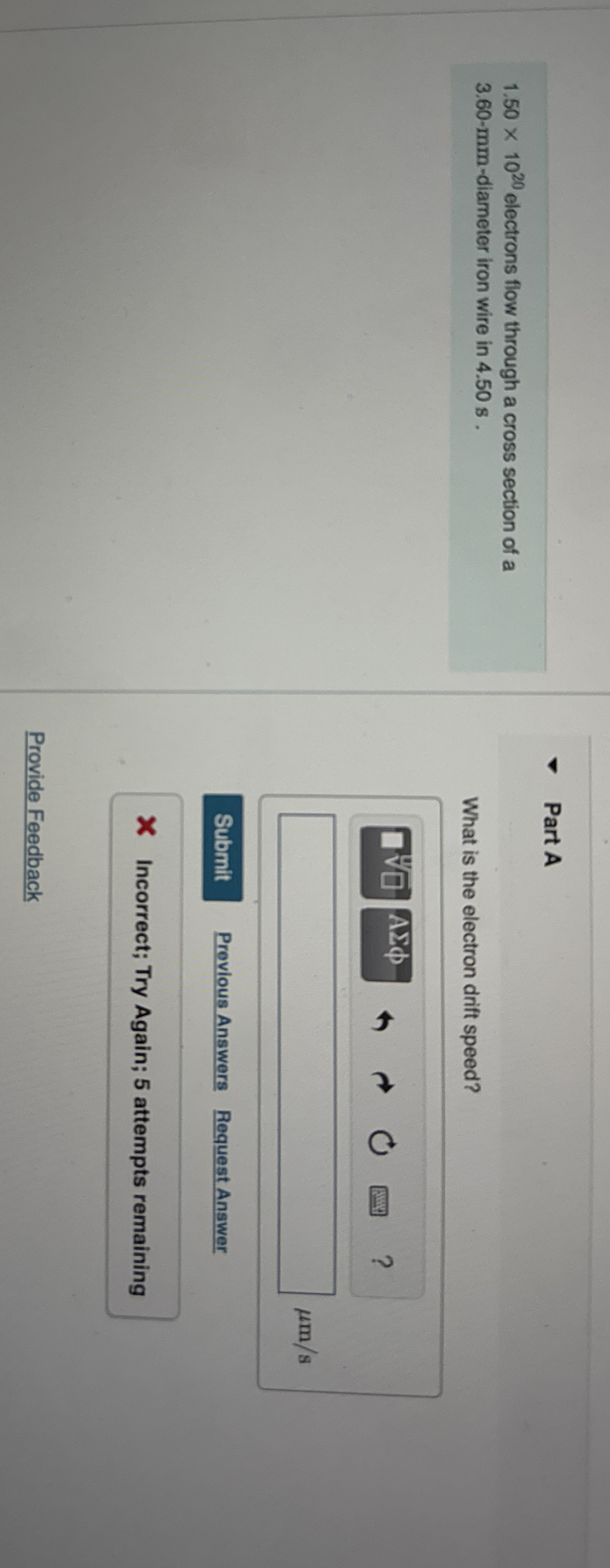1 . 5 0 1 0 2 0 electrons flow through a cross