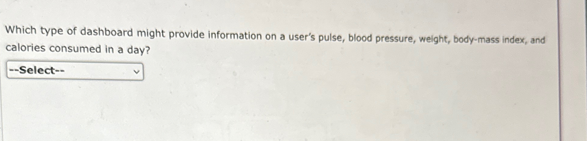 Which type of dashboard might provide information