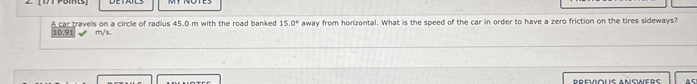 A car travels on a circle of radius 4 5 . 0 m