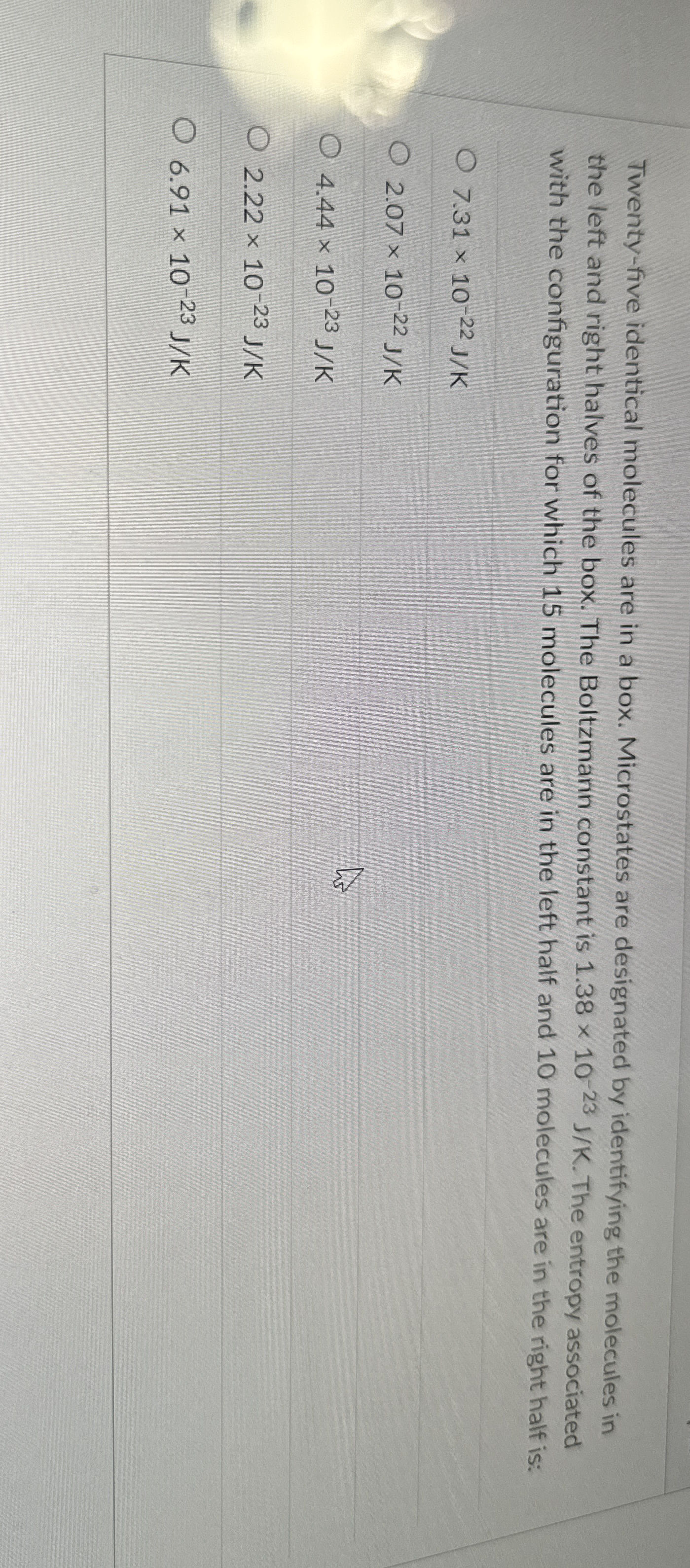 Twenty - five identical molecules are in a box.
