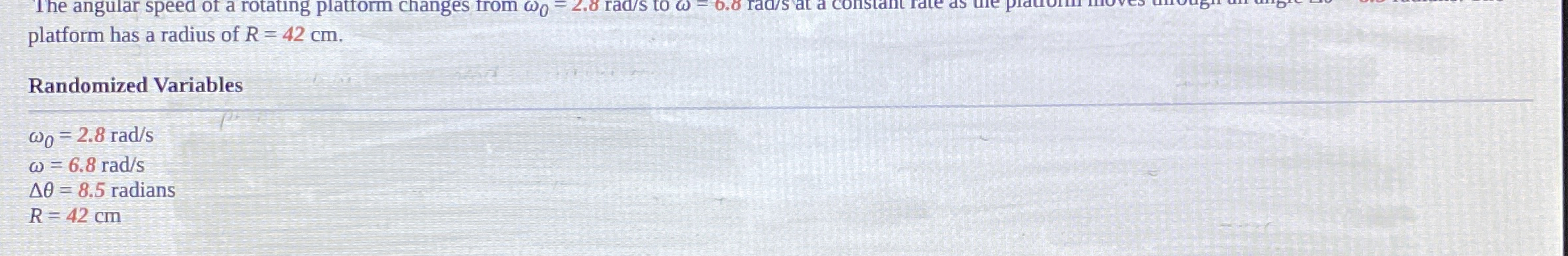 platform has a radius of R = 4 2 c m . Randomized