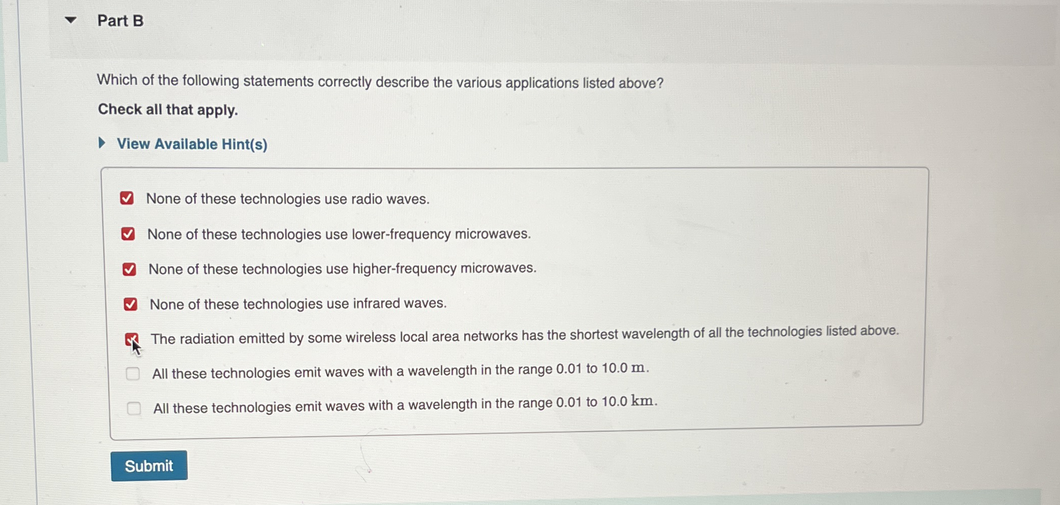 Part B Which of the following statements