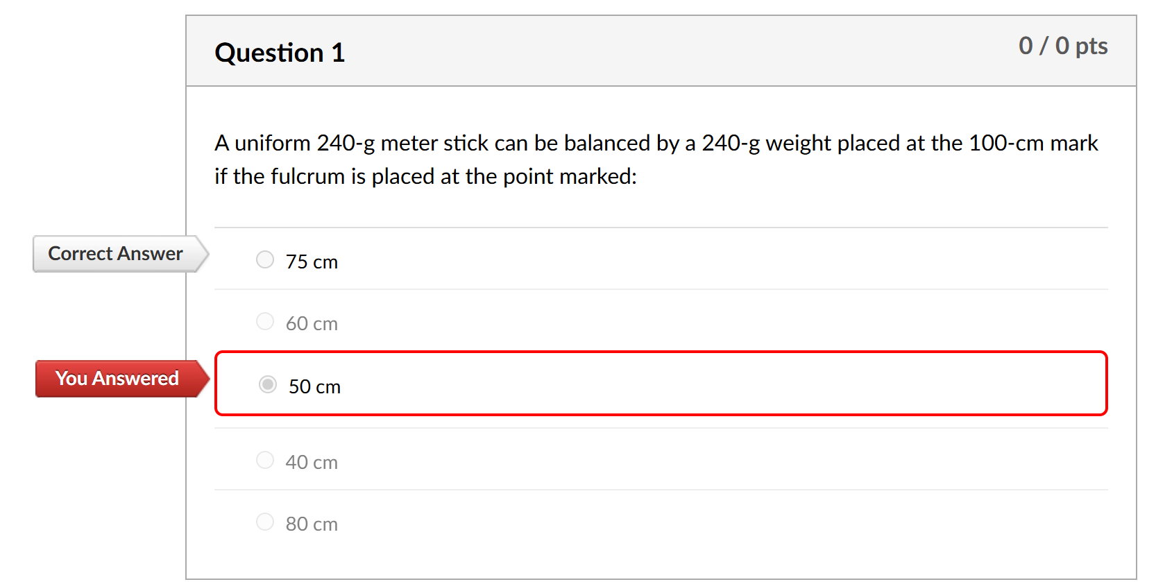 Question 1 0 / 0 pts A uniform 2 4 0 - g meter