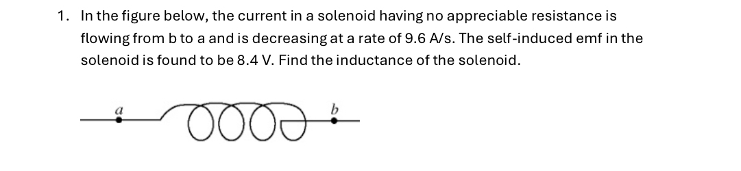 In the figure below, the current in a solenoid