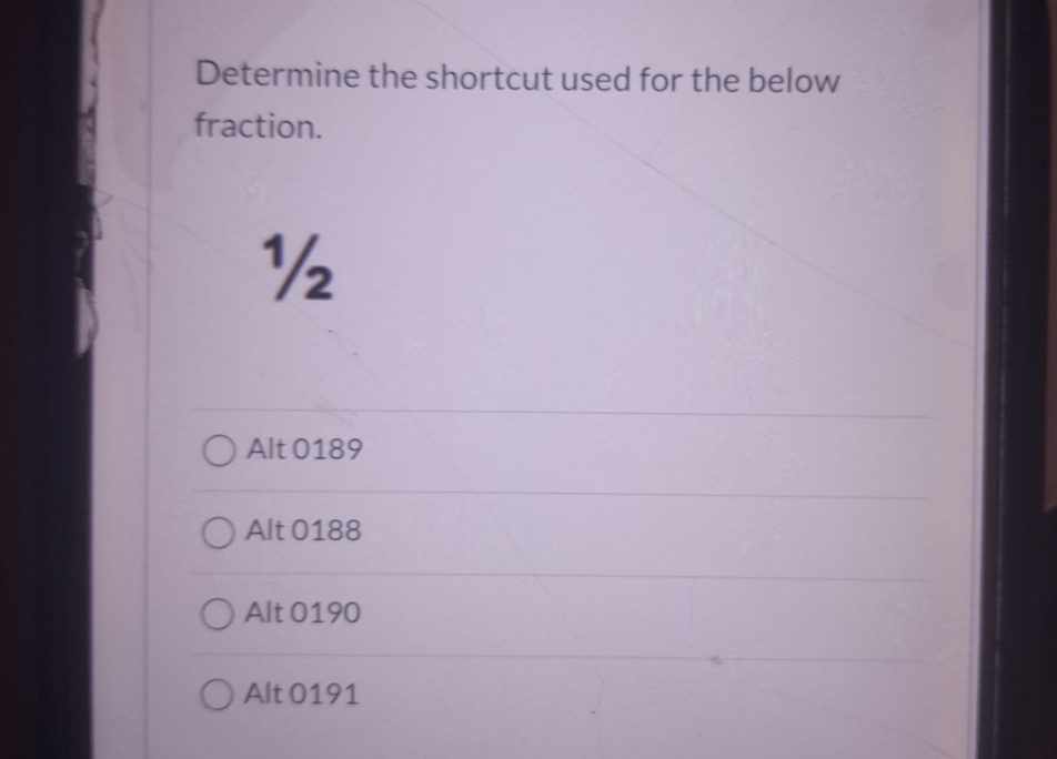 Determine the shortcut used for the below