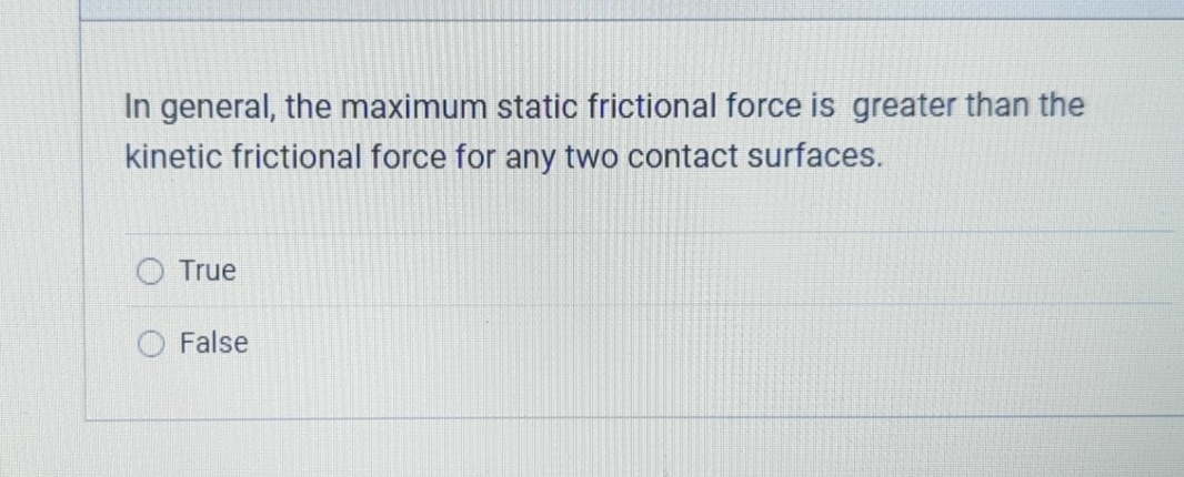 In general, the maximum static frictional force