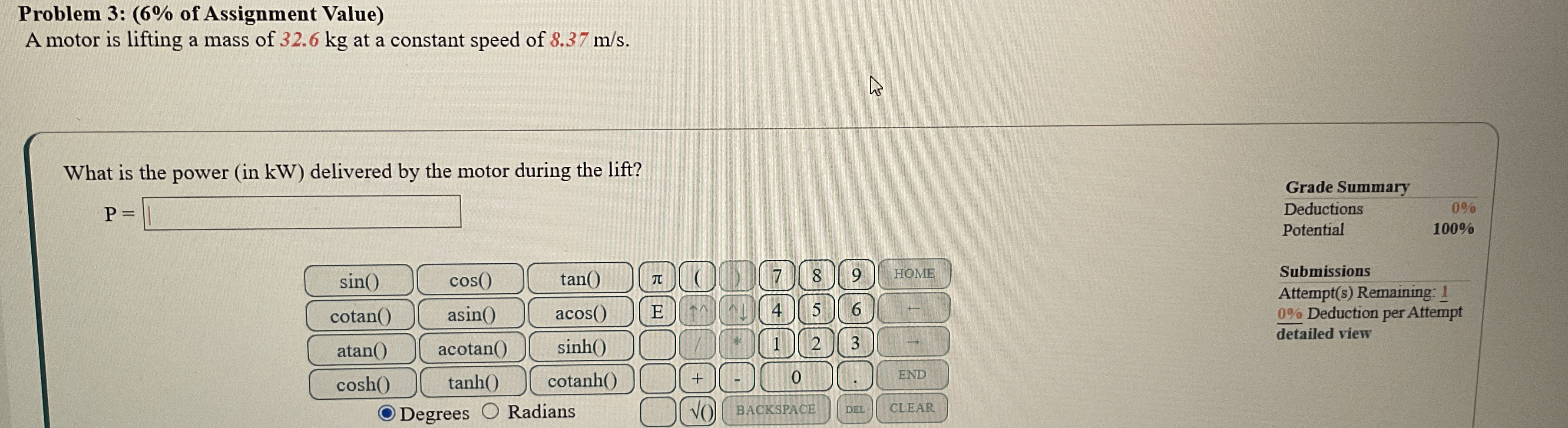 Problem 3 : ( 6 % of Assignment Value ) A motor