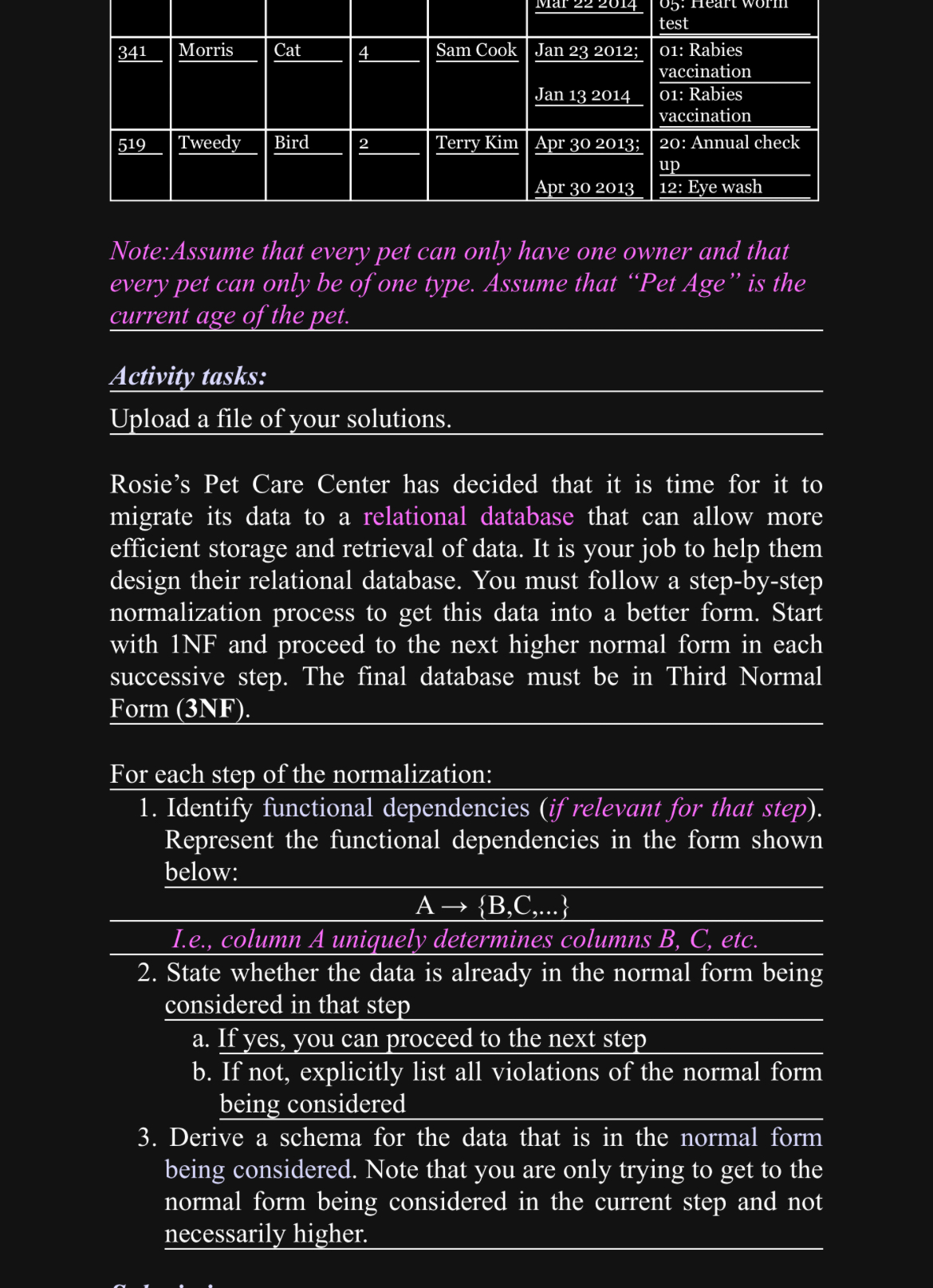 In - class activity: Database Normalization