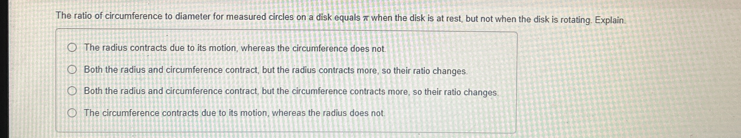 The ratio of circumference to diameter for