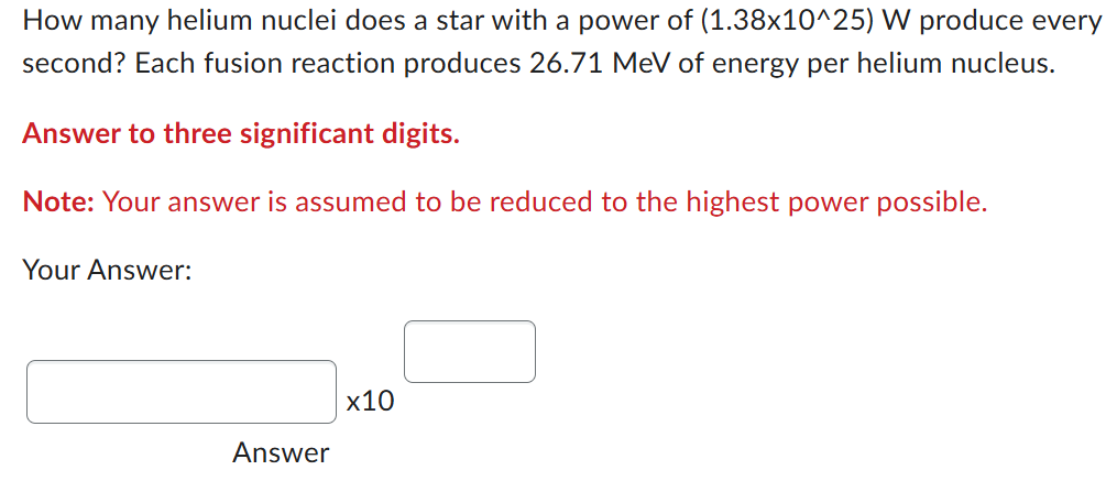 How many helium nuclei does a star with a power