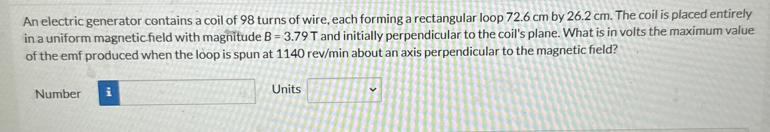 An electric generator contains a coil of 9 8