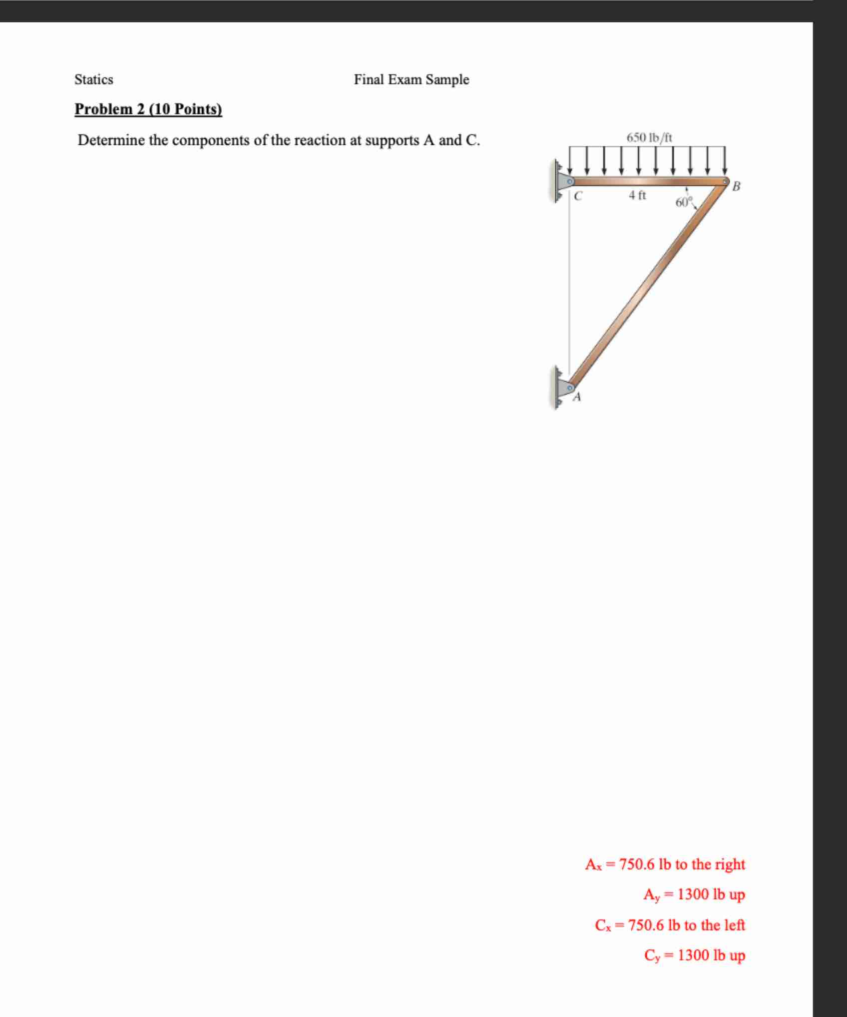 Problem 2 ( 1 0 Points ) Determine the components