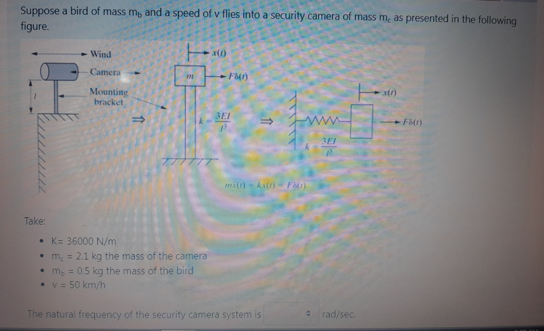 Suppose a bird of mass m b and a speed of v flies