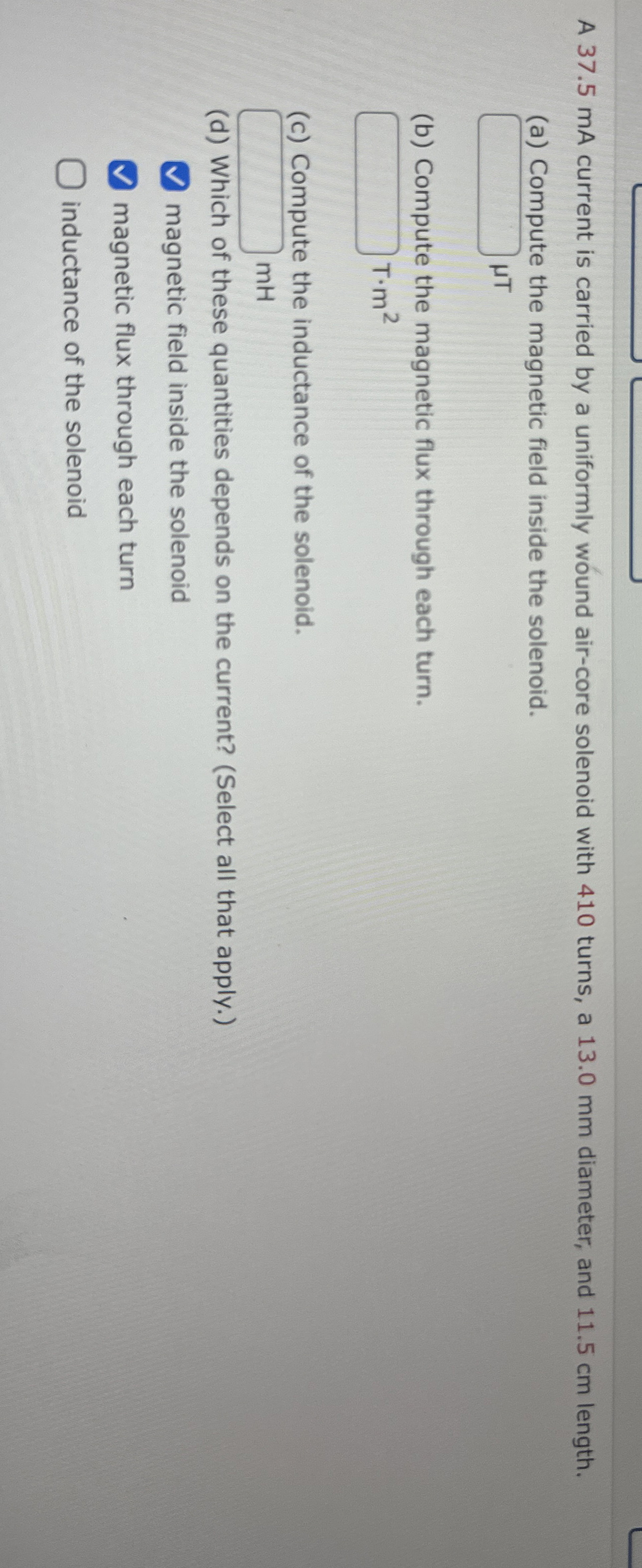 A 3 7 . 5 mA current is carried by a uniformly