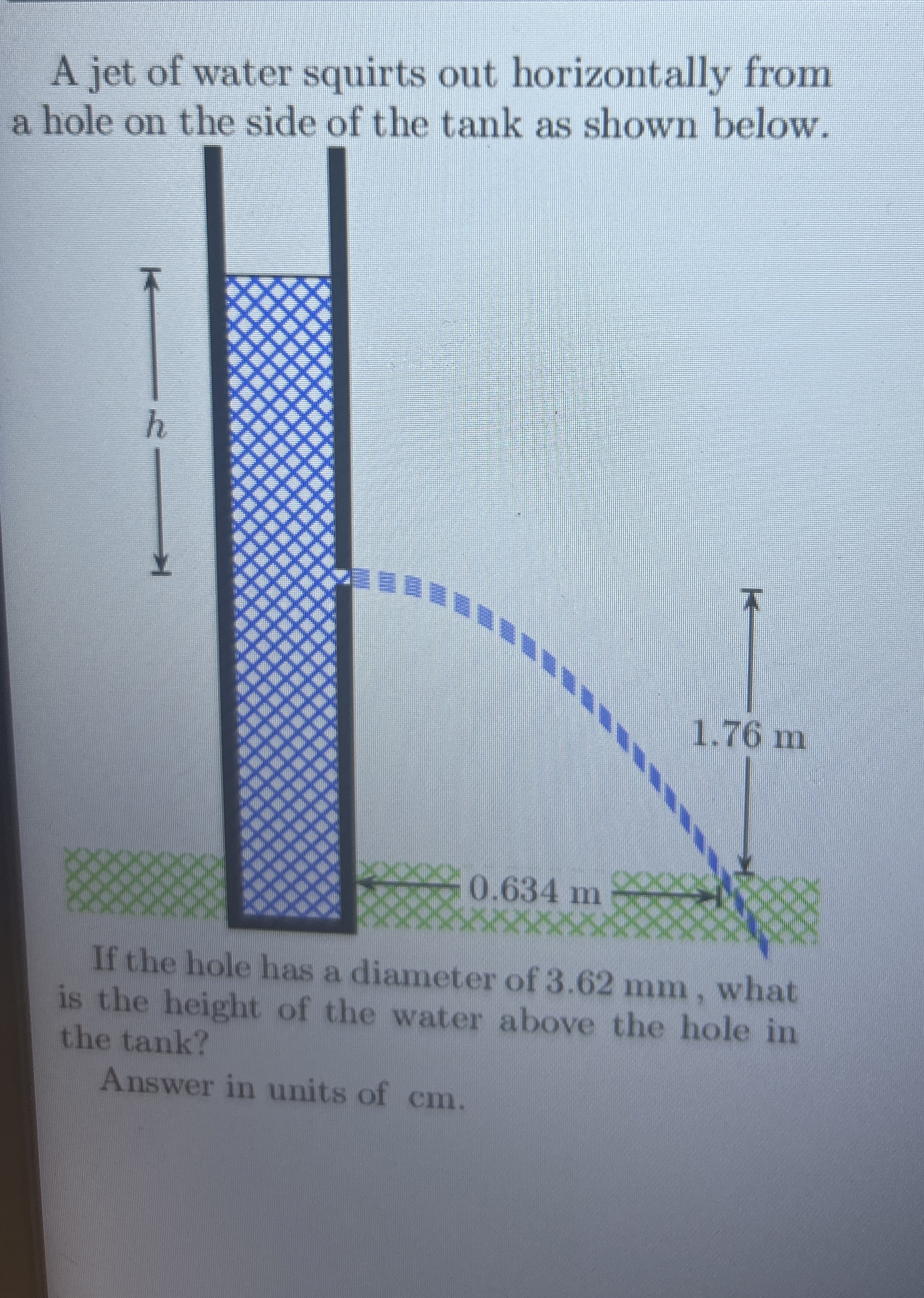 A jet of water squirts out horizontally from a